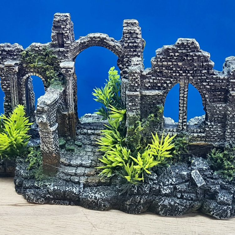 Aquarium Ancient Ruins Castle Ornament – Resin Landscape Decoration